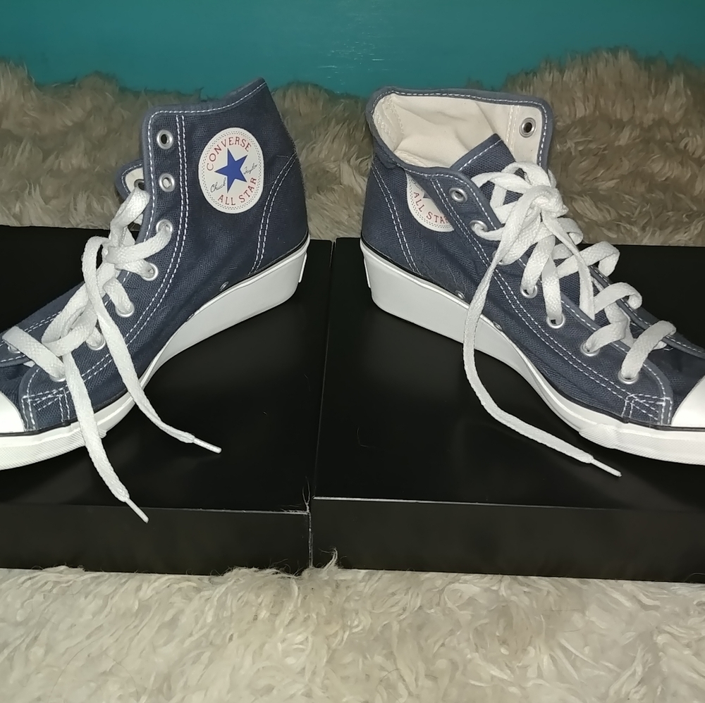 Converse Navy sneaker wedges